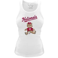 Women's Tiny Turnip White Washington Nationals Fitted Teddy Bear Tri-Blend Tank Top