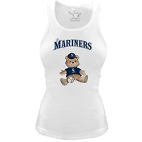 Women's Tiny Turnip White Seattle Mariners Fitted Teddy Bear Tri-Blend Tank Top