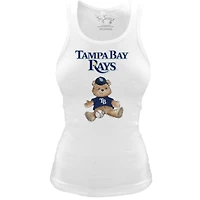 Women's Tiny Turnip White Tampa Bay Rays Fitted Teddy Bear Tri-Blend Tank Top