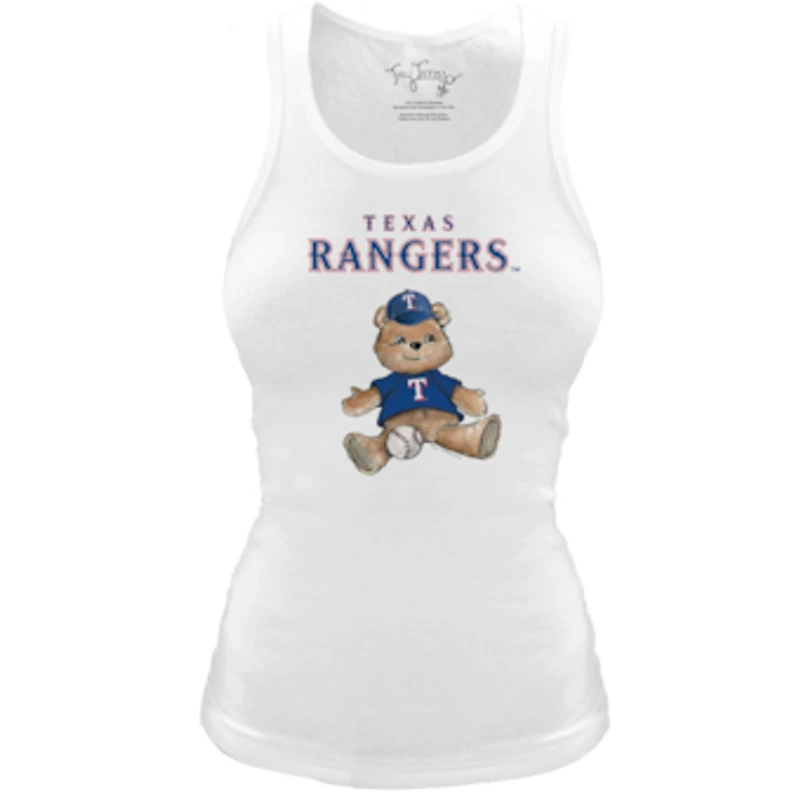 Women's Tiny Turnip White Texas Rangers Fitted Teddy Bear Tri-Blend Tank Top
