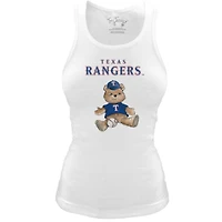 Women's Tiny Turnip White Texas Rangers Fitted Teddy Bear Tri-Blend Tank Top