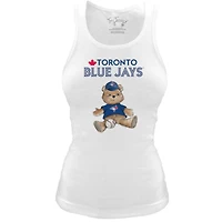 Women's Tiny Turnip White Toronto Blue Jays Fitted Teddy Bear Tri-Blend Tank Top