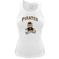 Women's Tiny Turnip White Pittsburgh Pirates Fitted Teddy Bear Tri-Blend Tank Top