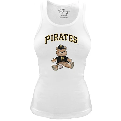 Women's Tiny Turnip White Pittsburgh Pirates Fitted Teddy Bear Tri-Blend Tank Top