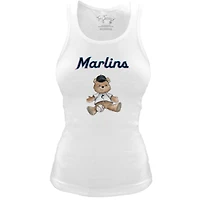 Women's Tiny Turnip White Miami Marlins Fitted Teddy Bear Tri-Blend Tank Top
