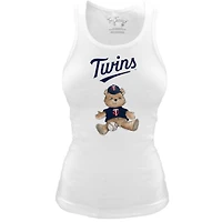 Women's Tiny Turnip White Minnesota Twins Fitted Teddy Bear Tri-Blend Tank Top