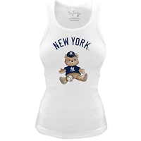 Women's Tiny Turnip White New York Yankees Fitted Teddy Bear Tri-Blend Tank Top