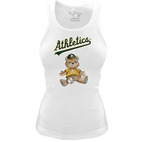 Women's Tiny Turnip White Oakland Athletics Fitted Teddy Bear Tri-Blend Tank Top