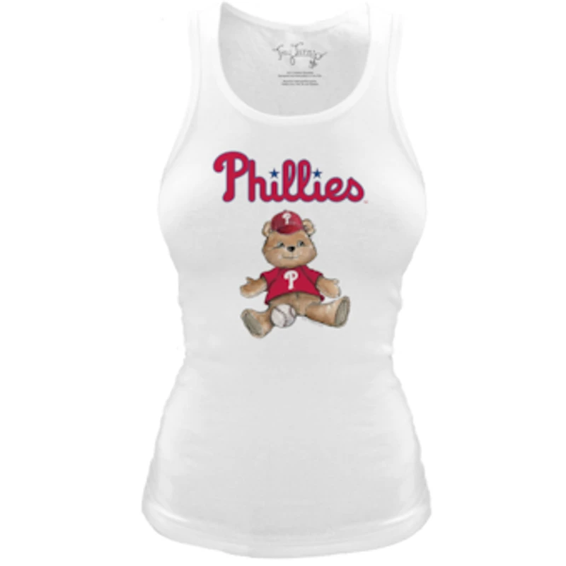 Women's Tiny Turnip White Philadelphia Phillies Fitted Teddy Bear Tri-Blend Tank Top