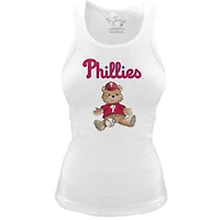 Women's Tiny Turnip White Philadelphia Phillies Fitted Teddy Bear Tri-Blend Tank Top