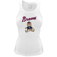 Women's Tiny Turnip White Atlanta Braves Fitted Teddy Bear Tri-Blend Tank Top