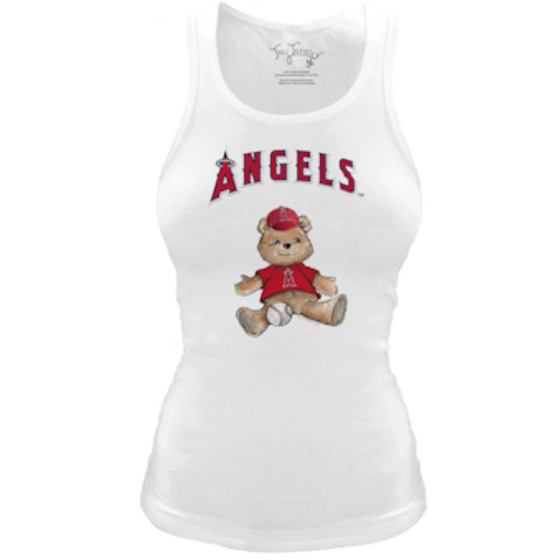 Women's Tiny Turnip White Los Angeles Angels Fitted Teddy Bear Tri-Blend Tank Top
