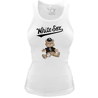 Women's Tiny Turnip White Chicago Sox Fitted Teddy Bear Tri-Blend Tank Top