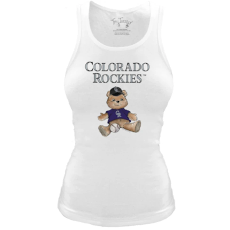 Women's Tiny Turnip White Colorado Rockies Fitted Teddy Bear Tri-Blend Tank Top