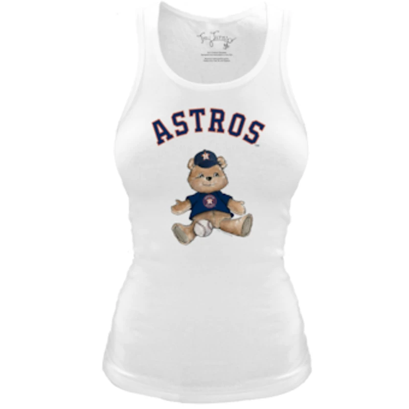 Women's Tiny Turnip White Houston Astros Fitted Teddy Bear Tri-Blend Tank Top
