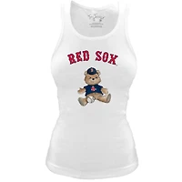 Women's Tiny Turnip White Boston Red Sox Fitted Teddy Bear Tri-Blend Tank Top
