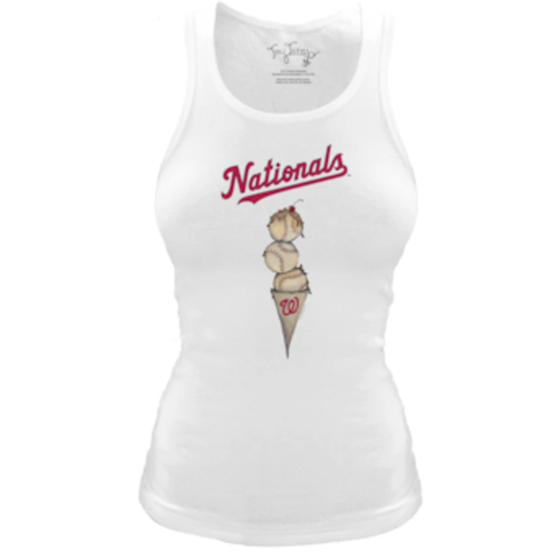 Women's Tiny Turnip White Washington Nationals Fitted Triple Scoop Tri-Blend Tank Top