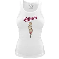 Women's Tiny Turnip White Washington Nationals Fitted Triple Scoop Tri-Blend Tank Top