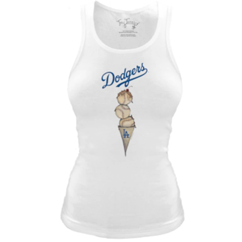 Women's Tiny Turnip White Los Angeles Dodgers Fitted Triple Scoop Tri-Blend Tank Top