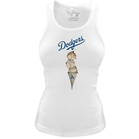 Women's Tiny Turnip White Los Angeles Dodgers Fitted Triple Scoop Tri-Blend Tank Top