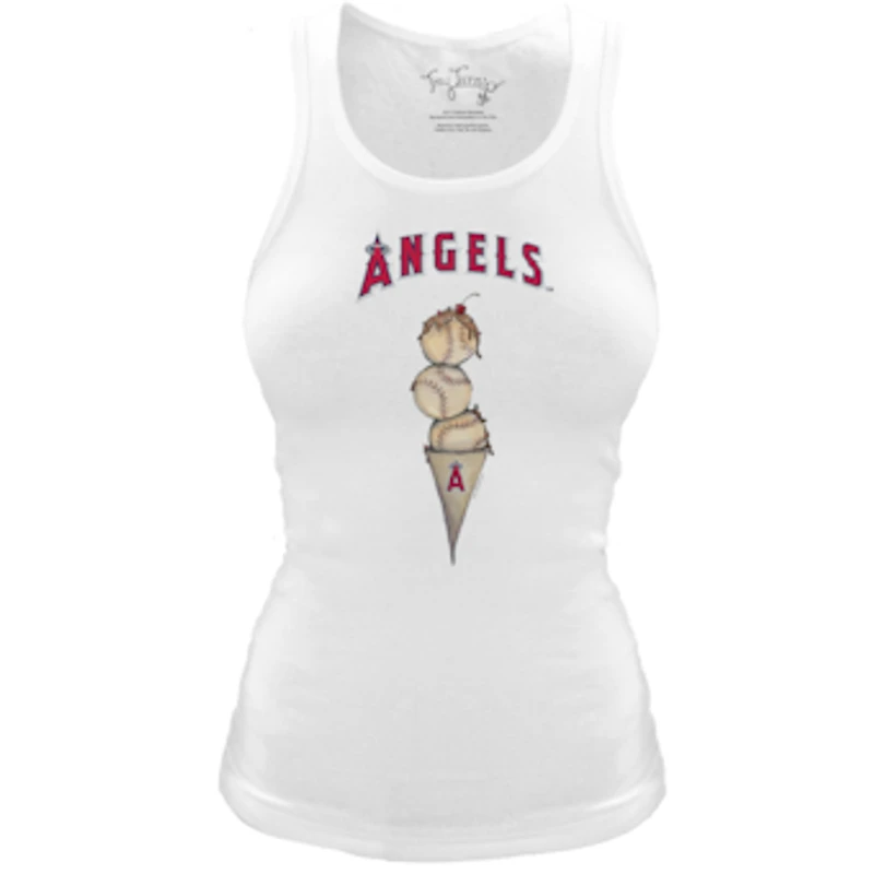 Women's Tiny Turnip White Los Angeles Angels Fitted Triple Scoop Tri-Blend Tank Top