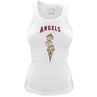 Women's Tiny Turnip White Los Angeles Angels Fitted Triple Scoop Tri-Blend Tank Top