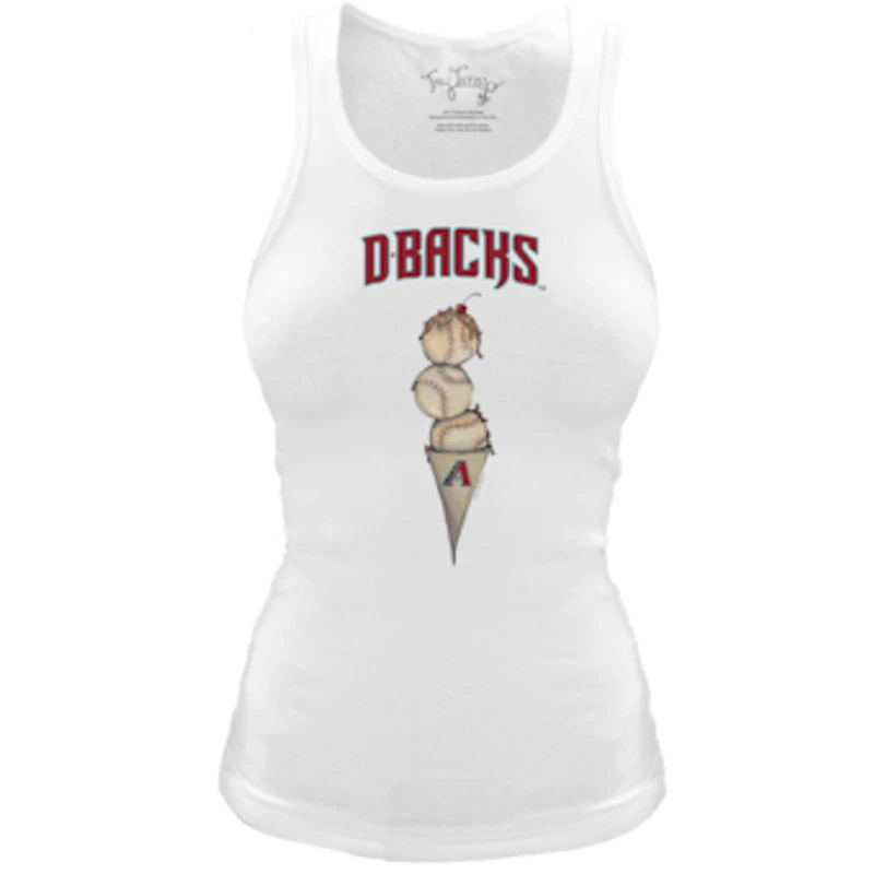 Women's Tiny Turnip White Arizona Diamondbacks Fitted Triple Scoop Tri-Blend Tank Top
