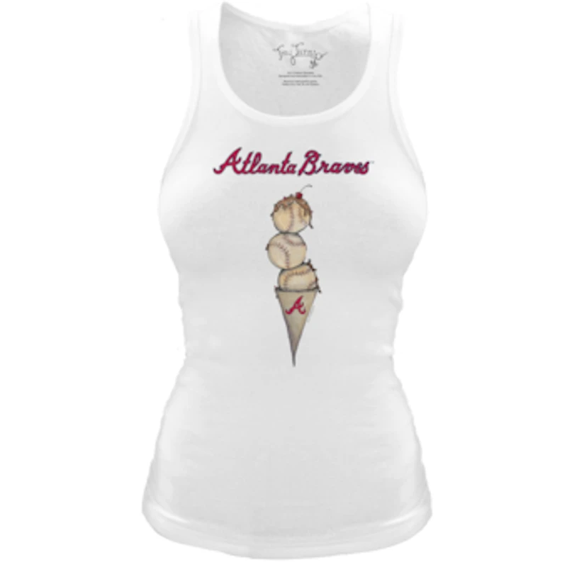 Women's Tiny Turnip White Atlanta Braves Fitted Triple Scoop Tri-Blend Tank Top