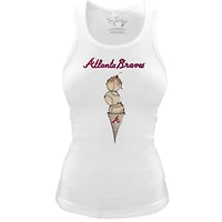 Women's Tiny Turnip White Atlanta Braves Fitted Triple Scoop Tri-Blend Tank Top