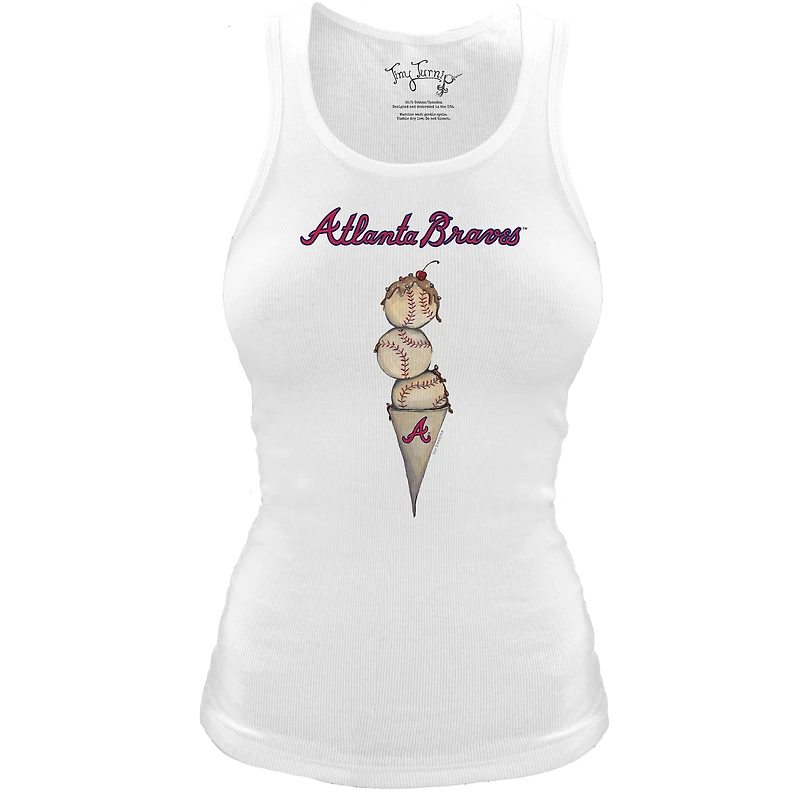 Women's Tiny Turnip White Atlanta Braves Fitted Triple Scoop Tri-Blend Tank Top