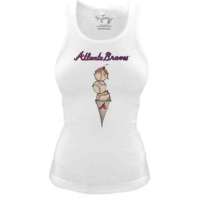 Women's Tiny Turnip White Atlanta Braves Fitted Triple Scoop Tri-Blend Tank Top