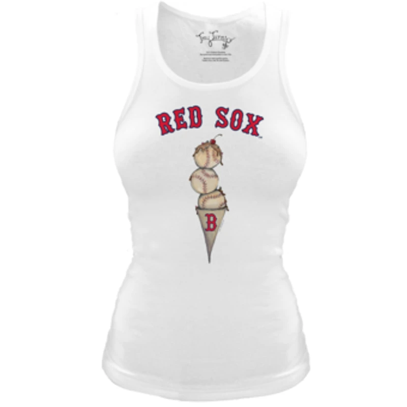 Women's Tiny Turnip White Boston Red Sox Fitted Triple Scoop Tri-Blend Tank Top