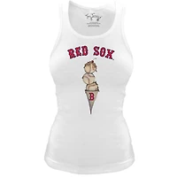 Women's Tiny Turnip White Boston Red Sox Fitted Triple Scoop Tri-Blend Tank Top