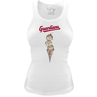 Women's Tiny Turnip White Cleveland Guardians Fitted Triple Scoop Tri-Blend Tank Top