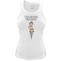Women's Tiny Turnip White Colorado Rockies Fitted Triple Scoop Tri-Blend Tank Top