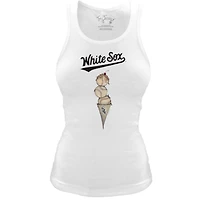 Women's Tiny Turnip White Chicago Sox Fitted Triple Scoop Tri-Blend Tank Top