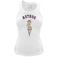 Women's Tiny Turnip White Houston Astros Fitted Triple Scoop Tri-Blend Tank Top
