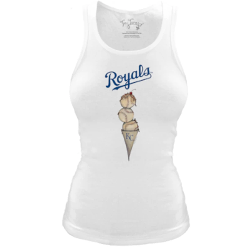 Women's Tiny Turnip White Kansas City Royals Fitted Triple Scoop Tri-Blend Tank Top