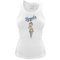 Women's Tiny Turnip White Kansas City Royals Fitted Triple Scoop Tri-Blend Tank Top