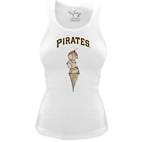 Women's Tiny Turnip White Pittsburgh Pirates Fitted Triple Scoop Tri-Blend Tank Top