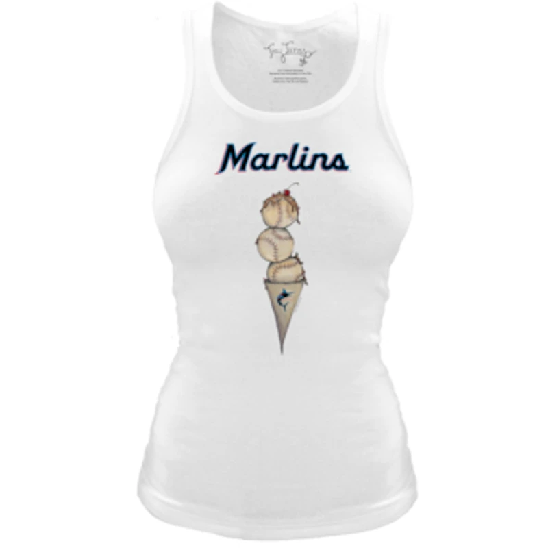 Women's Tiny Turnip White Miami Marlins Fitted Triple Scoop Tri-Blend Tank Top