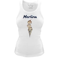 Women's Tiny Turnip White Miami Marlins Fitted Triple Scoop Tri-Blend Tank Top