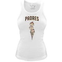 Women's Tiny Turnip White San Diego Padres Fitted Triple Scoop Tri-Blend Tank Top