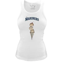 Women's Tiny Turnip White Seattle Mariners Fitted Triple Scoop Tri-Blend Tank Top