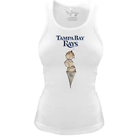 Women's Tiny Turnip White Tampa Bay Rays Fitted Triple Scoop Tri-Blend Tank Top