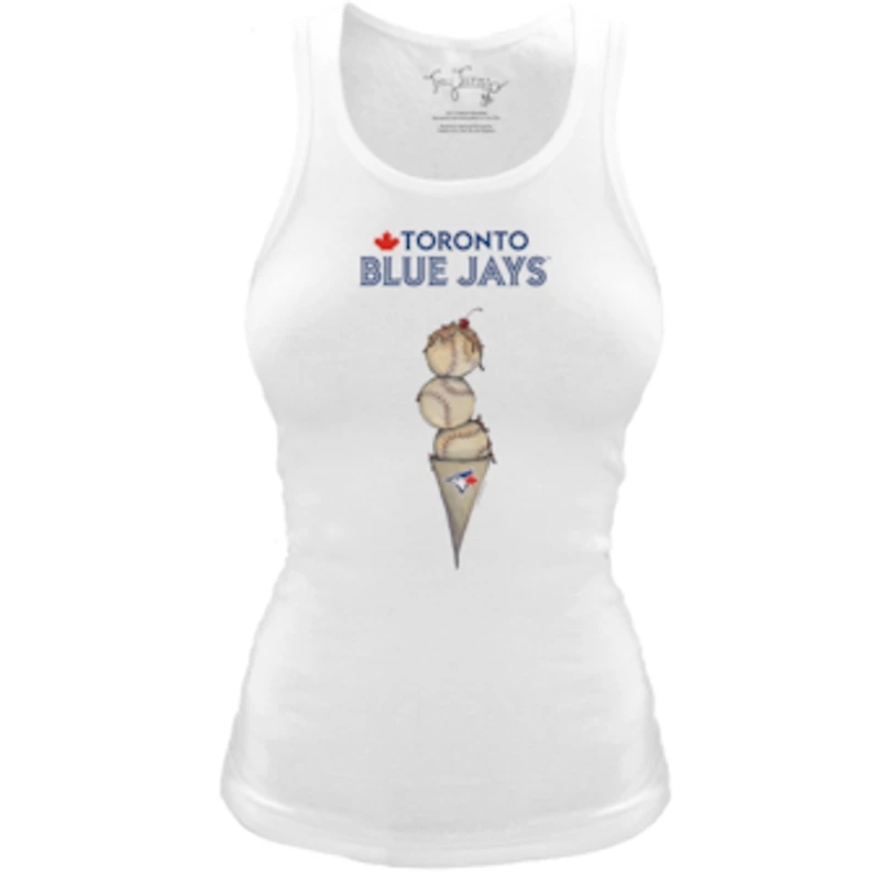 Women's Tiny Turnip White Toronto Blue Jays Fitted Triple Scoop Tri-Blend Tank Top