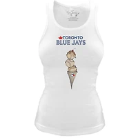 Women's Tiny Turnip White Toronto Blue Jays Fitted Triple Scoop Tri-Blend Tank Top