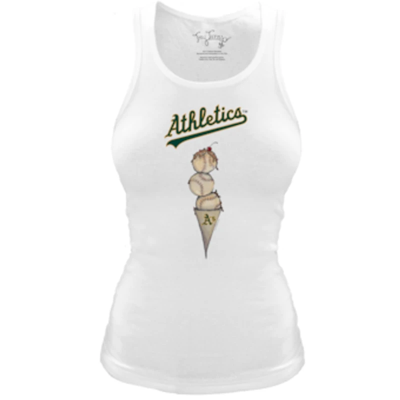 Women's Tiny Turnip White Oakland Athletics Fitted Triple Scoop Tri-Blend Tank Top