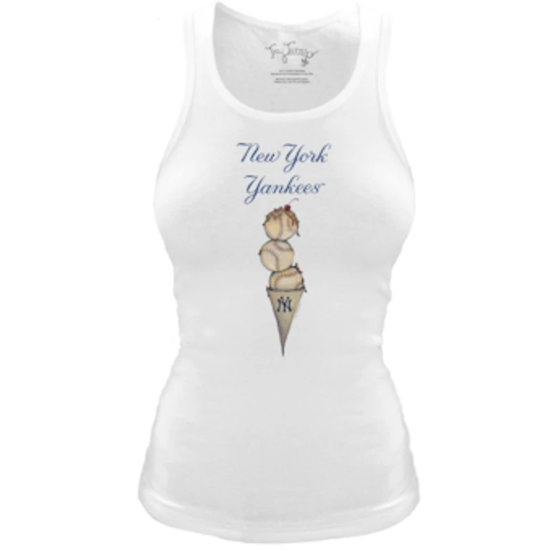 Women's Tiny Turnip White New York Yankees Fitted Triple Scoop Tri-Blend Tank Top
