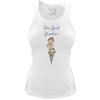 Women's Tiny Turnip White New York Yankees Fitted Triple Scoop Tri-Blend Tank Top